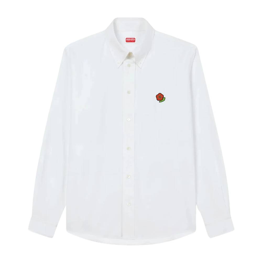 Kenzo Witte Katoenen Overhemd met Borduurwerk White Heren