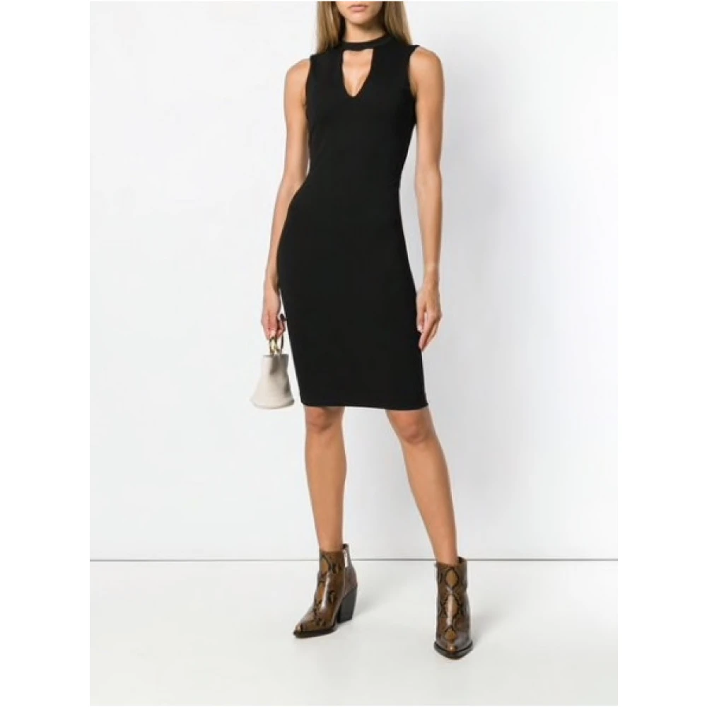 Twinset Elegante Zwarte Mouwloze Jurk Black Dames