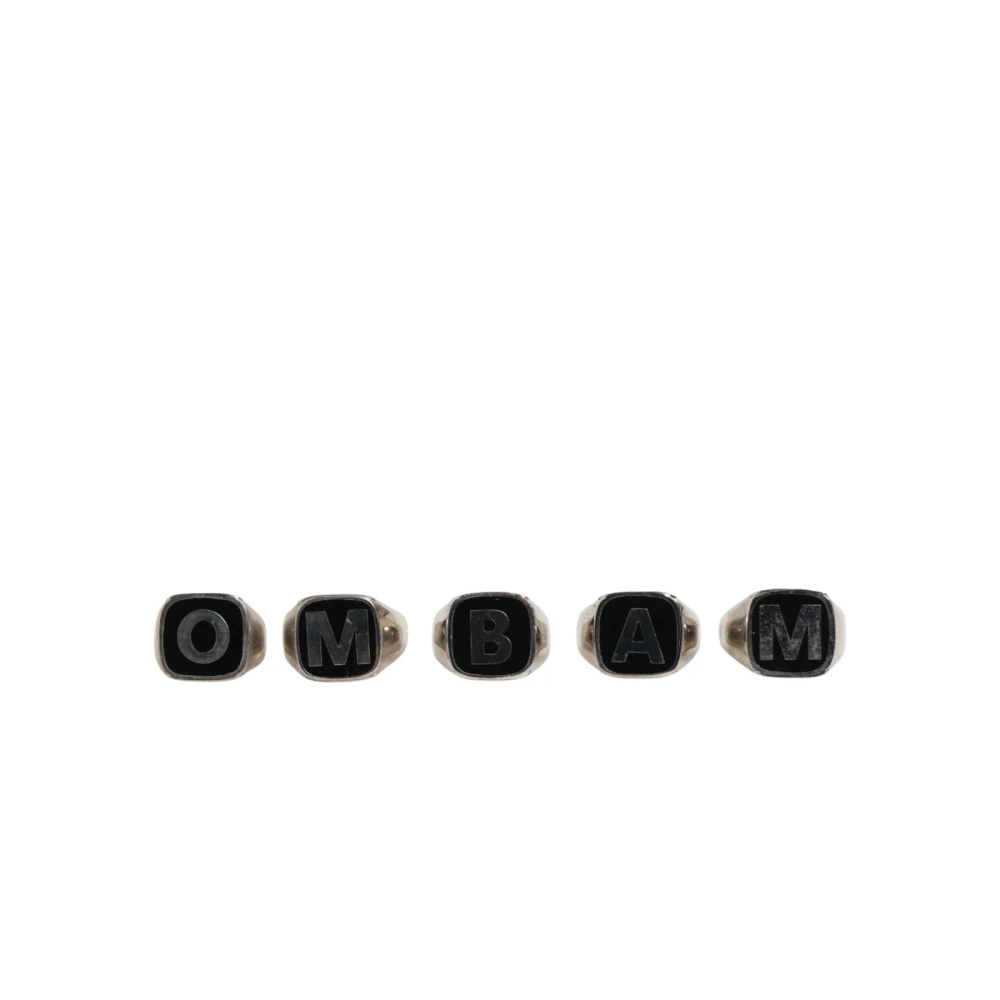 Dolce & Gabbana Adjustable Lettering Ring Set - 5 Pieces - Male - Rings - Gray - One Size - Accessories