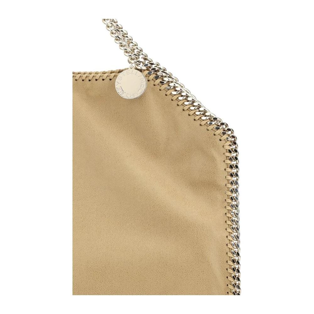 Stella Mccartney Schoudertas met kettingrand en metalen hanger Beige Dames