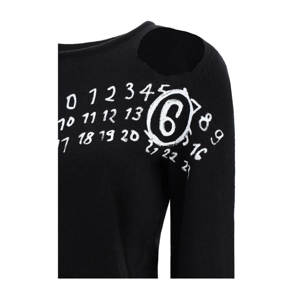 MM6 Maison Margiela Monochrome Wollen Trui met Uitgesneden Detail Black Dames