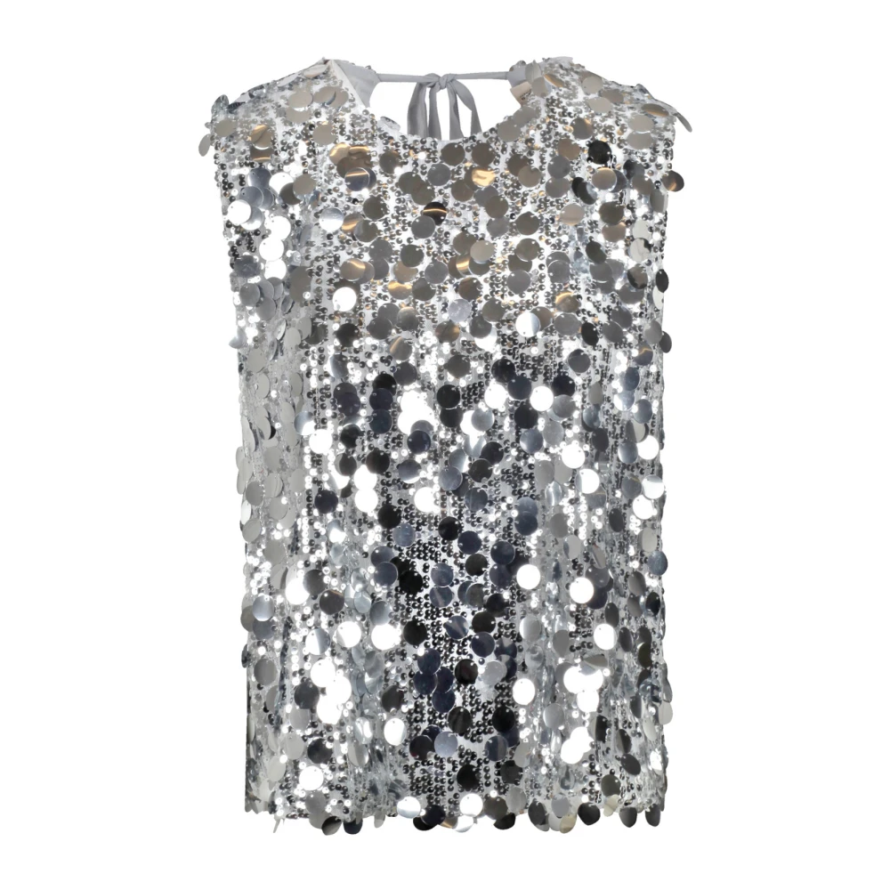 Semicouture Paillet Top met V-hals Gray Dames