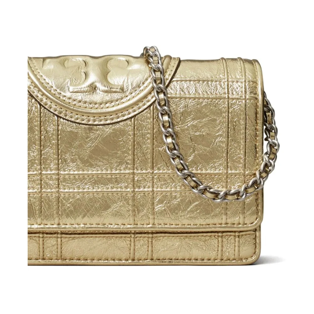 TORY BURCH Zachte Metallic Gewatteerde Kettingportemonnee Yellow Dames