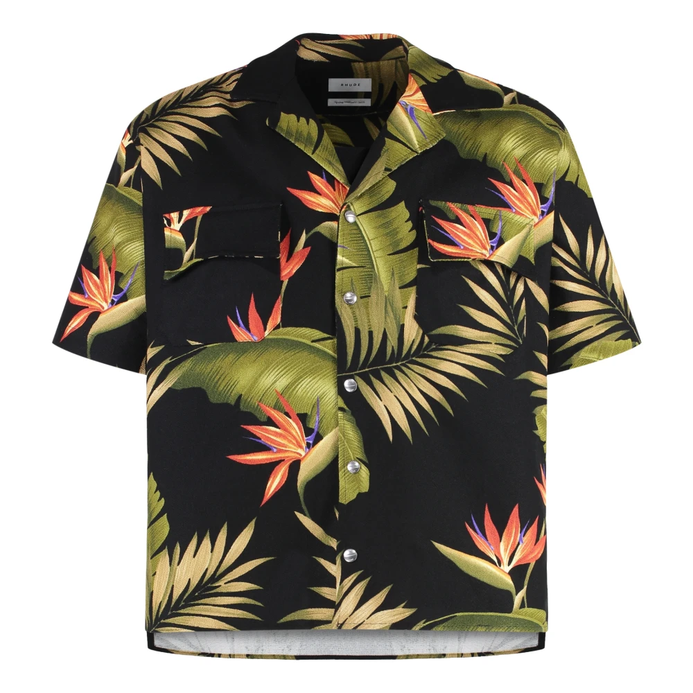 Rhude Katoenen T-shirt met Korte Mouwen en Zijsplitten Black Heren