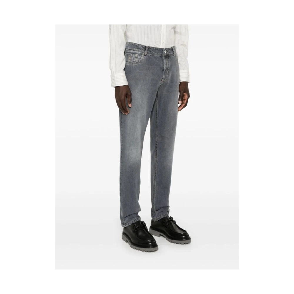 BRUNELLO CUCINELLI Grijze Denim Tapered Leg Jeans Gray Heren