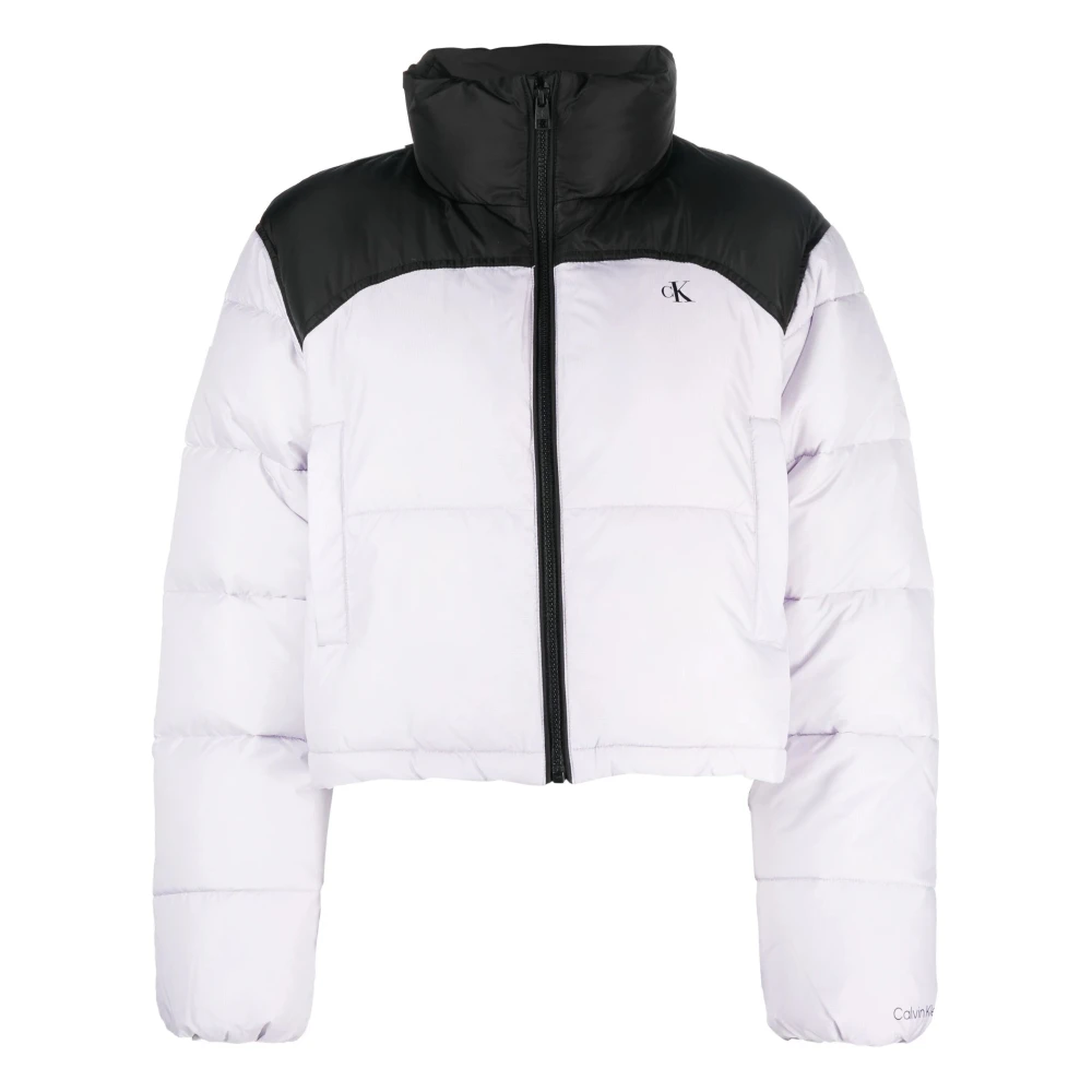 Calvin Klein Jeans Women's Purple Cropped Puffer Jacket