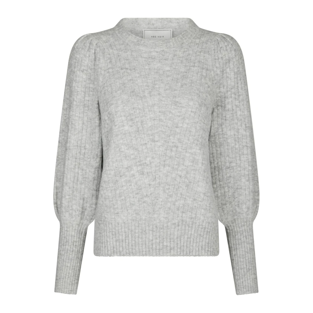 Neo Noir Women's Gray Soft Grey Melange Knit Jumper - Round-Neck Knitwear - Xs - Knitwear