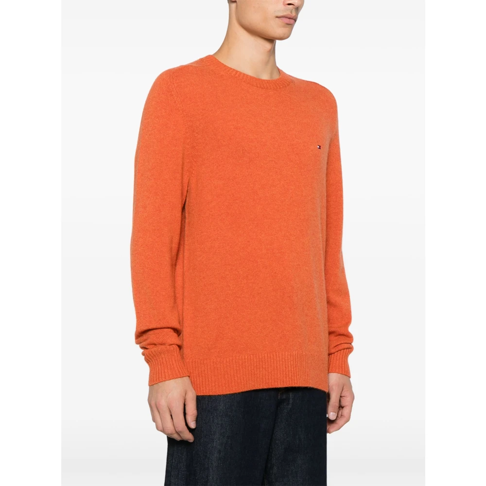 Tommy Hilfiger Heather Lambswool Crew Neck Sweater Orange Heren