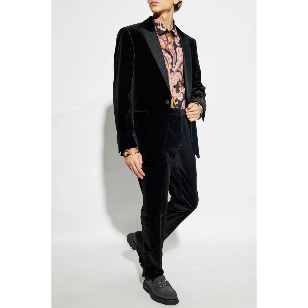 ETRO Fluwelen broek met zijstrepen Black Heren