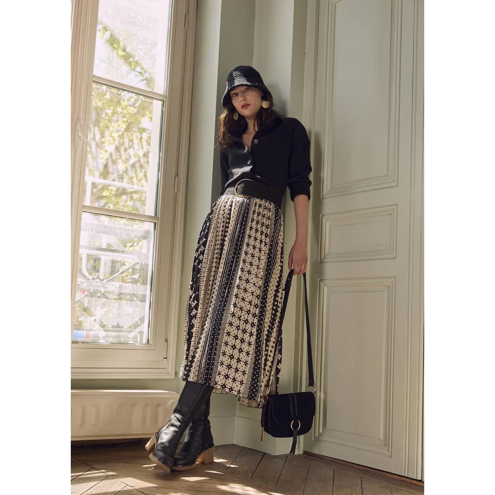 La Fée Maraboutée Blauw en wit bedrukte midi-rok Multicolor Dames