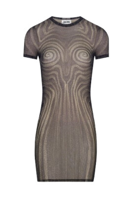 black-printed-spiral-short-dress