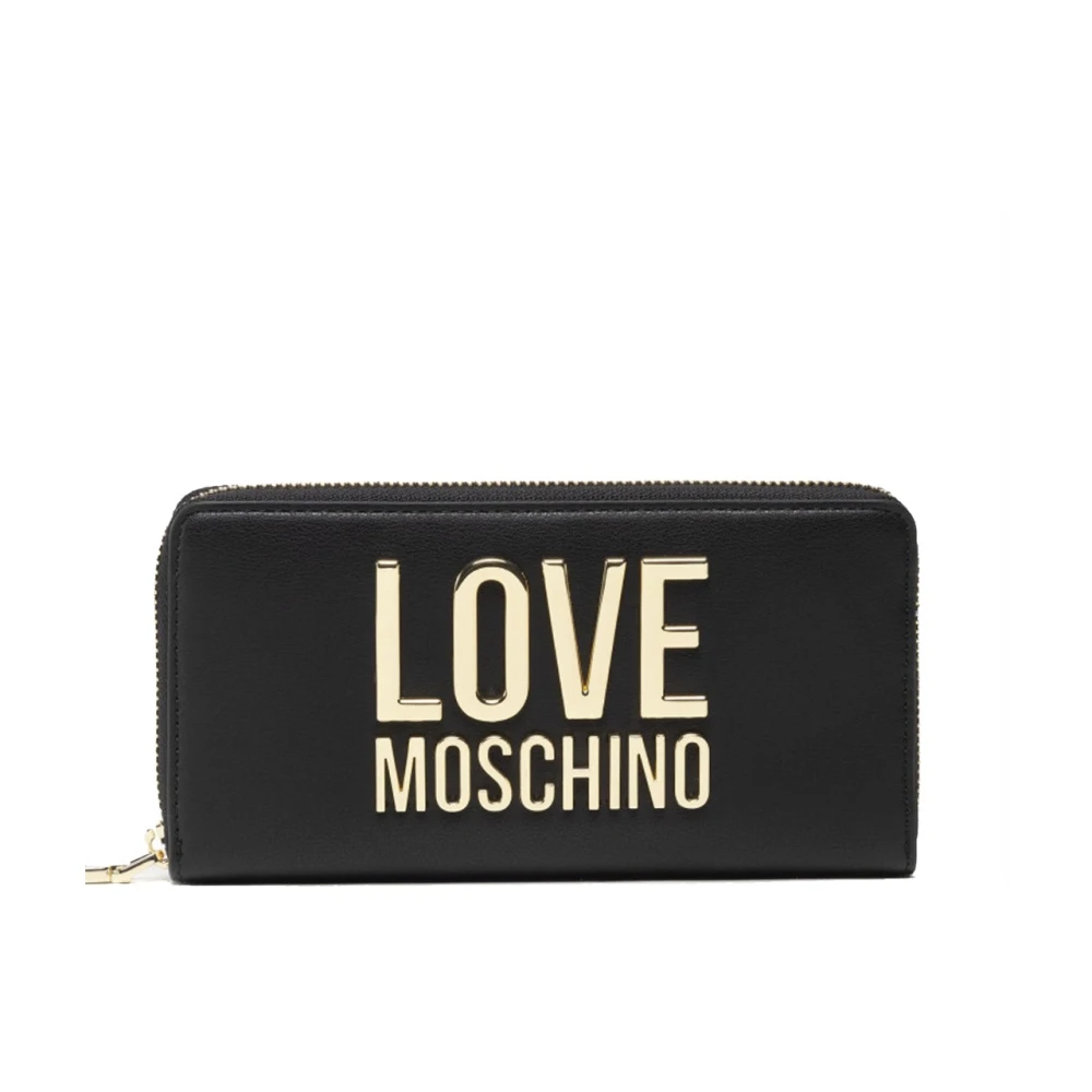 Love Moschino Eco-Leren Portemonnee met Metalen Logo Black Dames