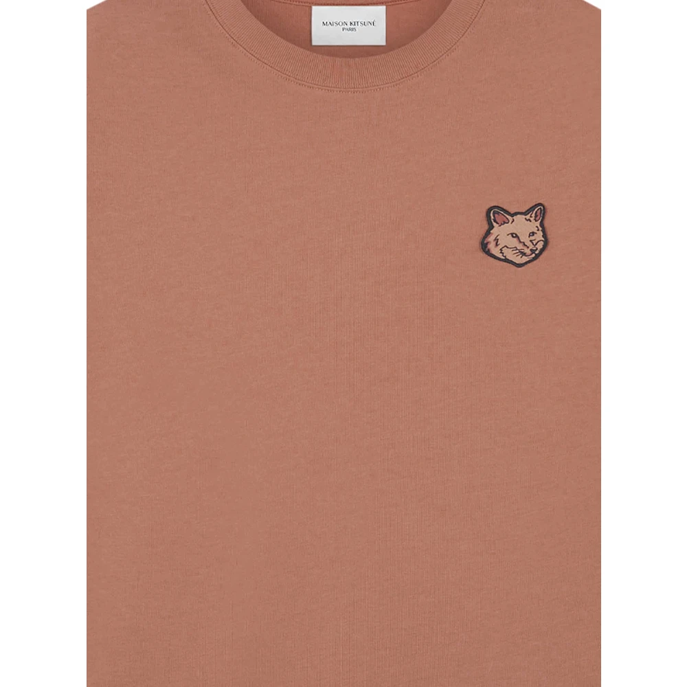 Maison Kitsuné Fox Head Patch Katoenen T-shirt Brown Heren