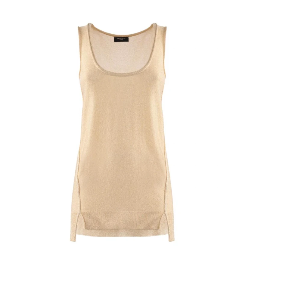 Nenette Women's Yellow Shiny Lurex Knit Top - Sleeveless Tops - S - Tops