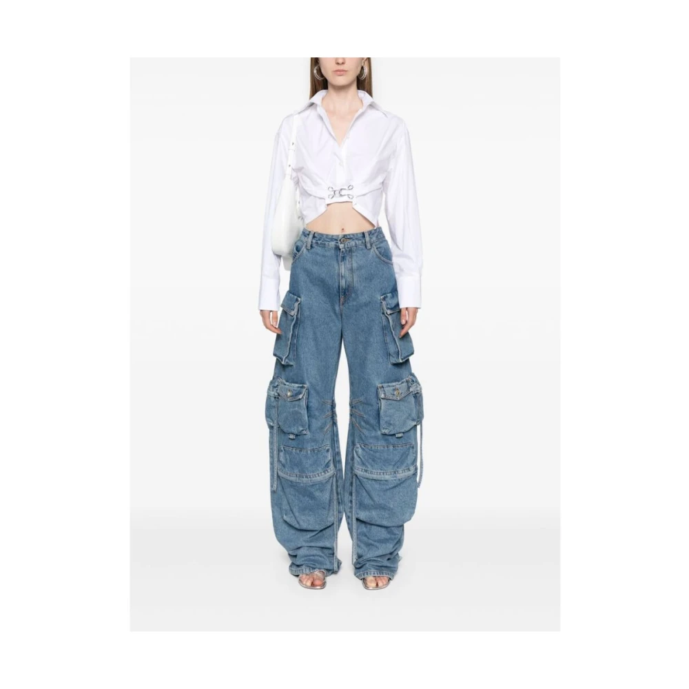 Moschino Witte Katoenen Overhemd met Gerimpelde Details White Dames