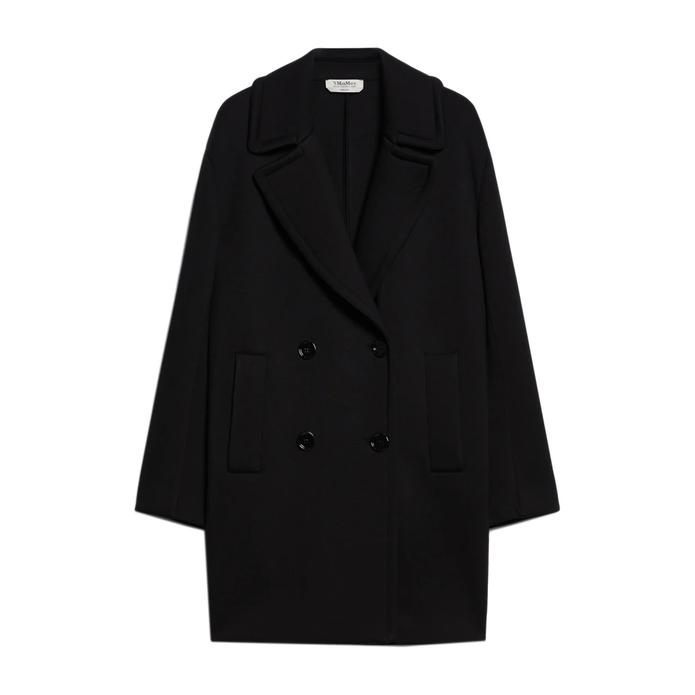 Max Mara Zwarte Jas met Brede Revers Black Dames