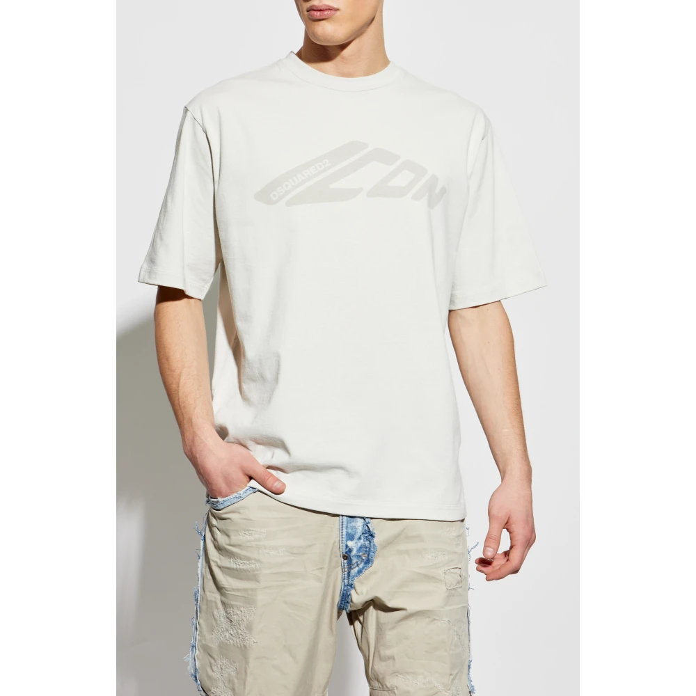 Dsquared2 T-shirt met bedrukt logo Gray Heren
