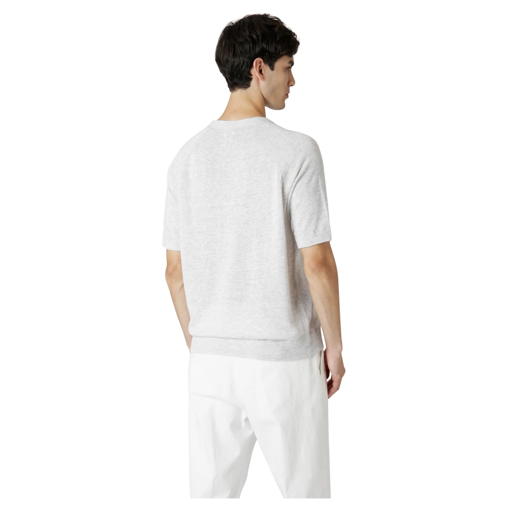 Eleventy Linnen Mouliné Ronde Hals Sweater Gray Heren