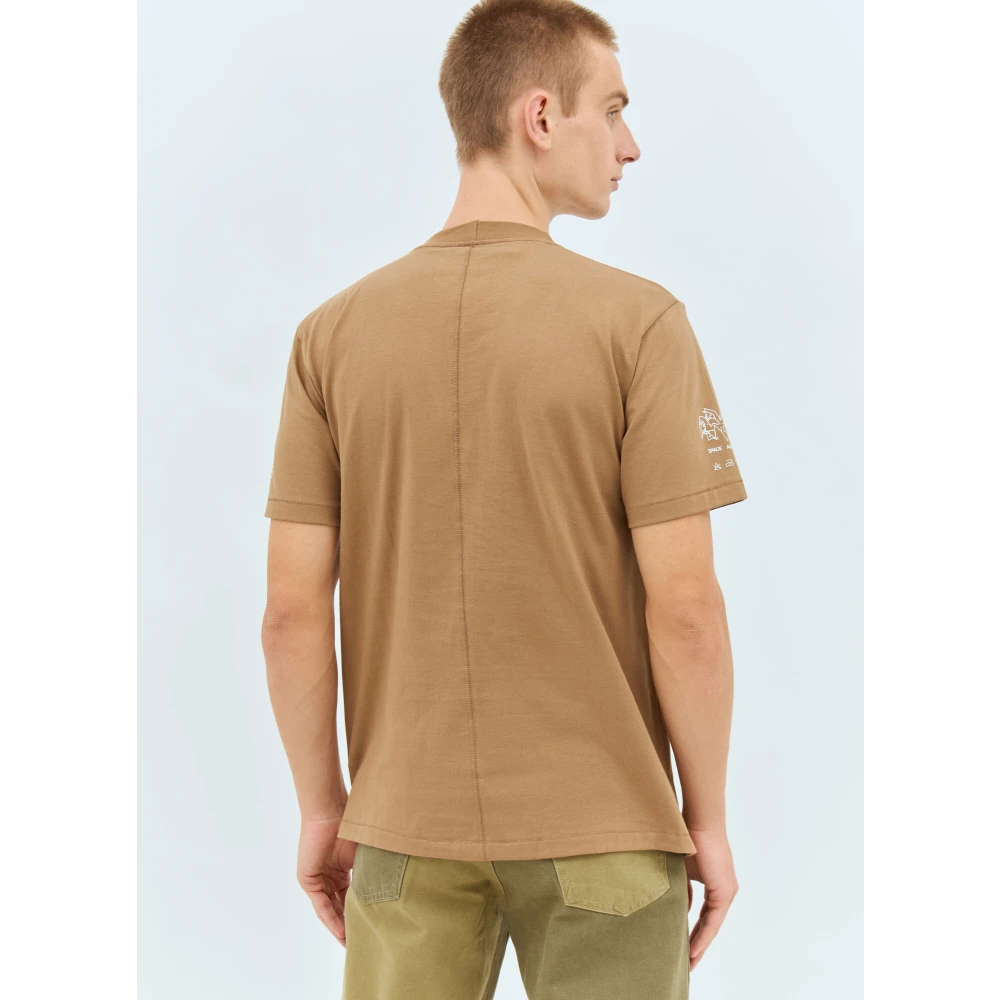 Space Available Grafische Print Katoenen T-shirt Brown Heren