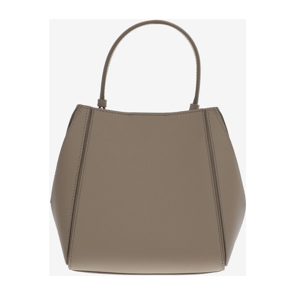 TORY BURCH Leren schoudertas met logo sluiting Beige Dames