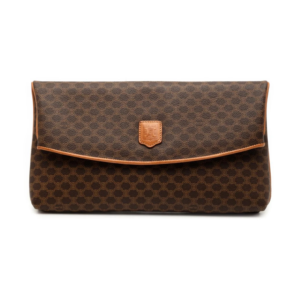Celine Vintage Women's Brown Pre-Owned Printed Leather Clutch