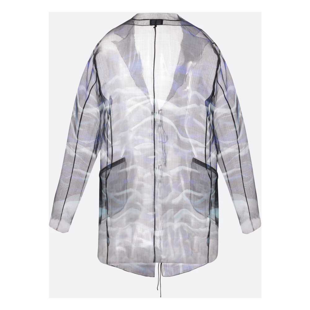 Giorgio Armani Grafische Print Zijden Organza Jas Multicolor Dames