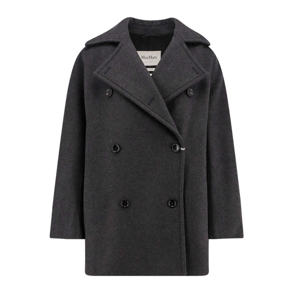 Max Mara Women's Gray Double-Breasted Coats, M, Coats