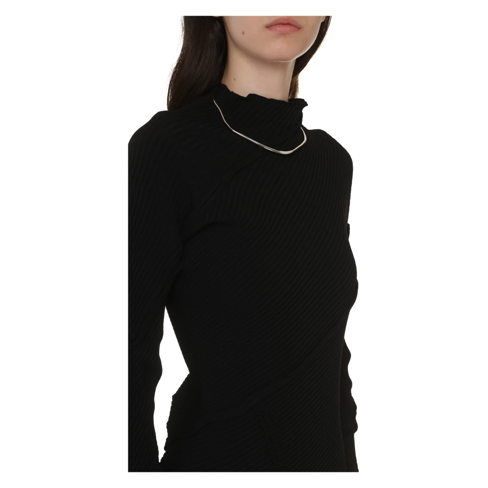 Balenciaga Geribbelde Gebreide Spiral Jurk Black Dames