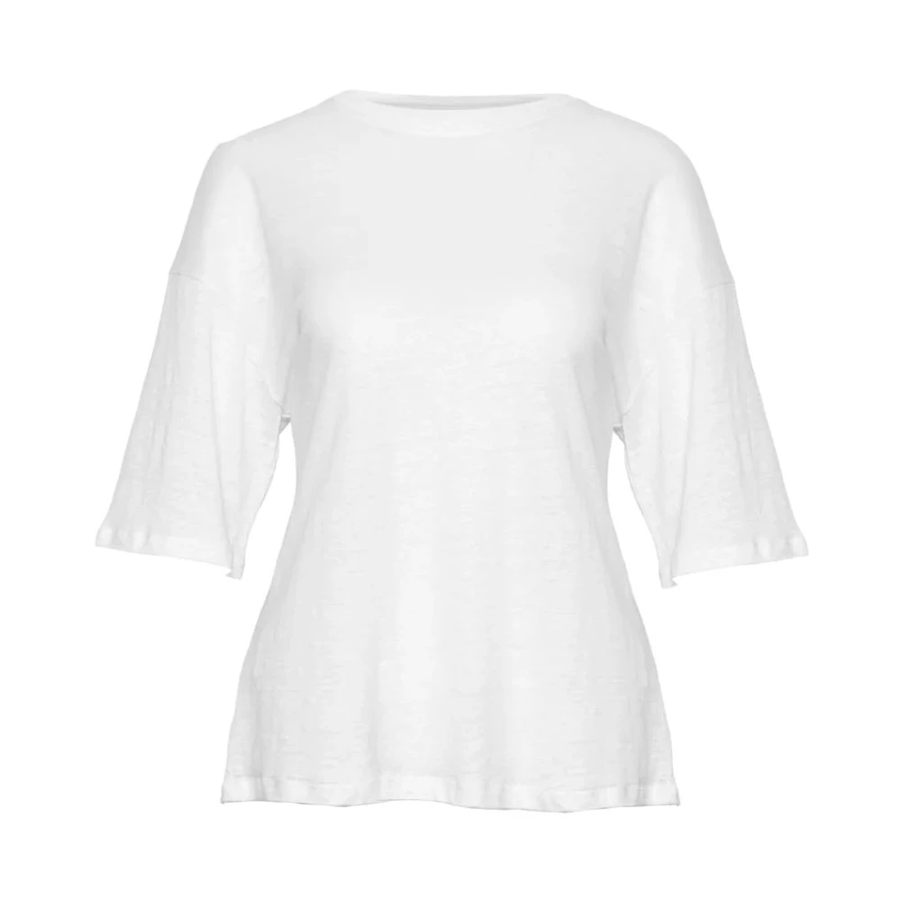 Hvit Lin T-skjorte med Kamilla Stil