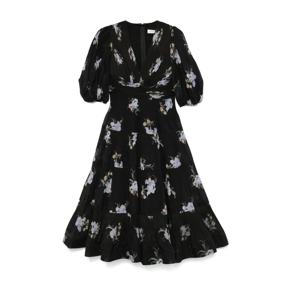 Zimmermann Bloemenprint Plissé Jurk Black Dames