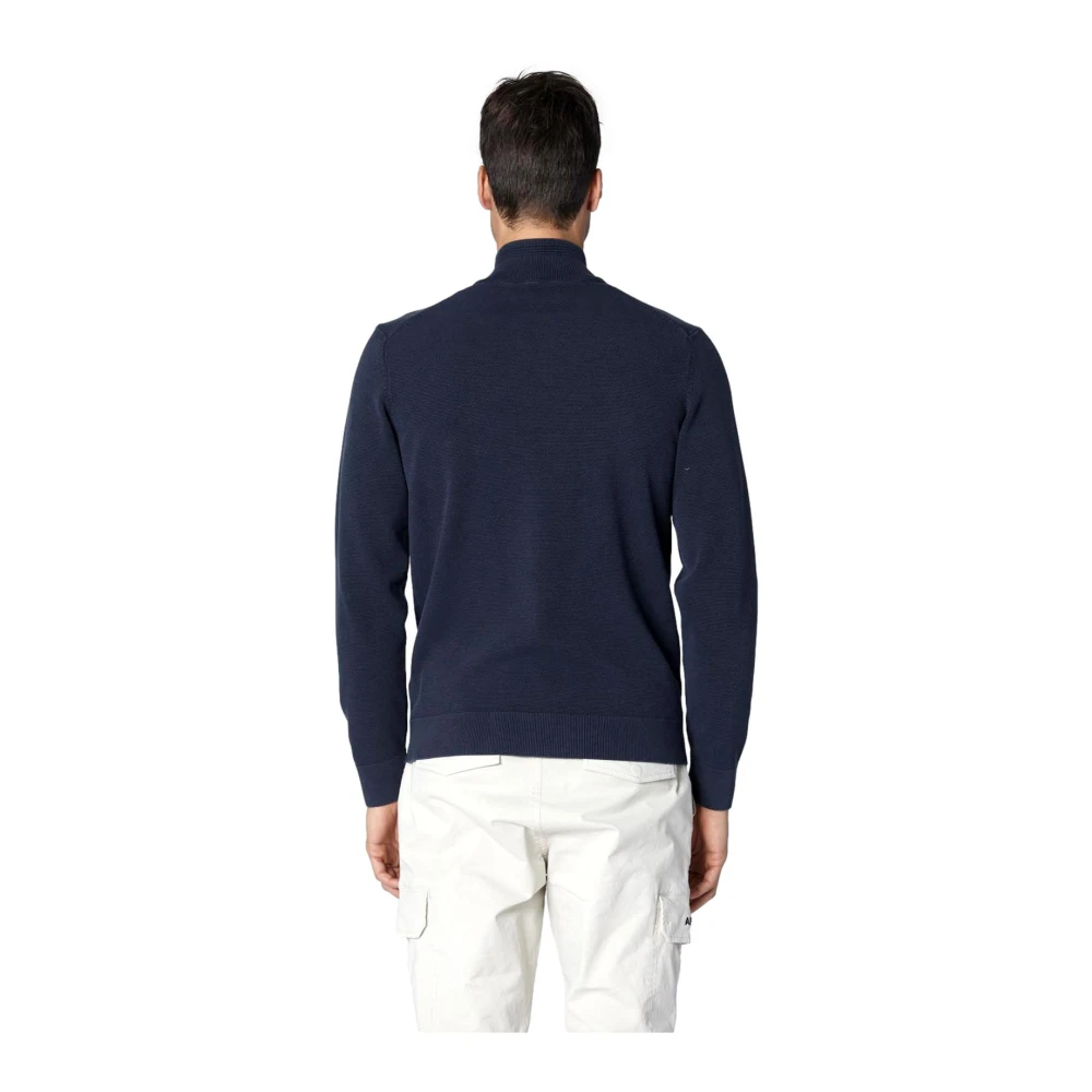 aeronautica militare Full Zip Katoenen Trui Blue Heren