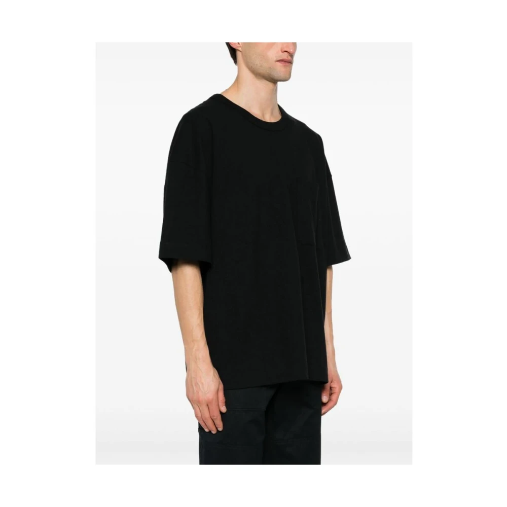 Lemaire Zwart Jersey Textuur T-shirt Black Heren