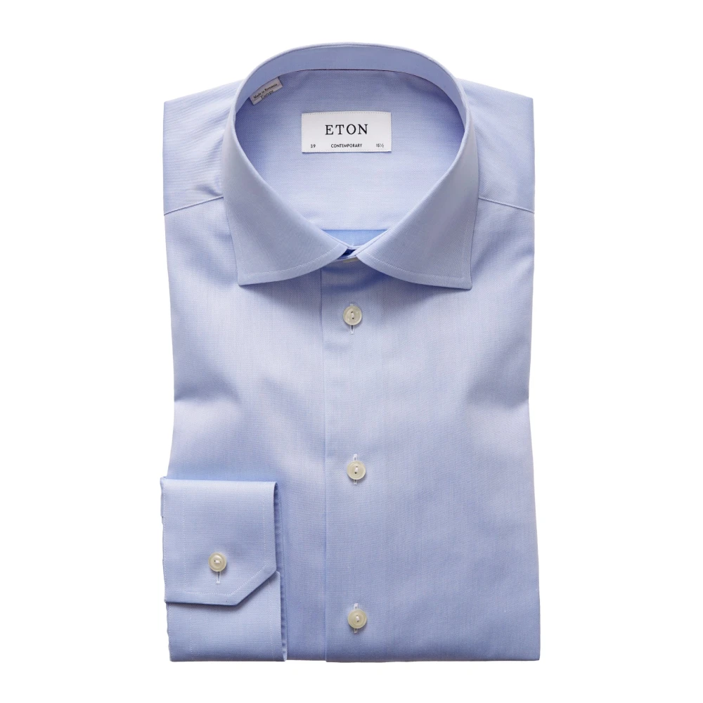 Eton Blauwe Contemporary Signature Twill Overhemd Blue Heren