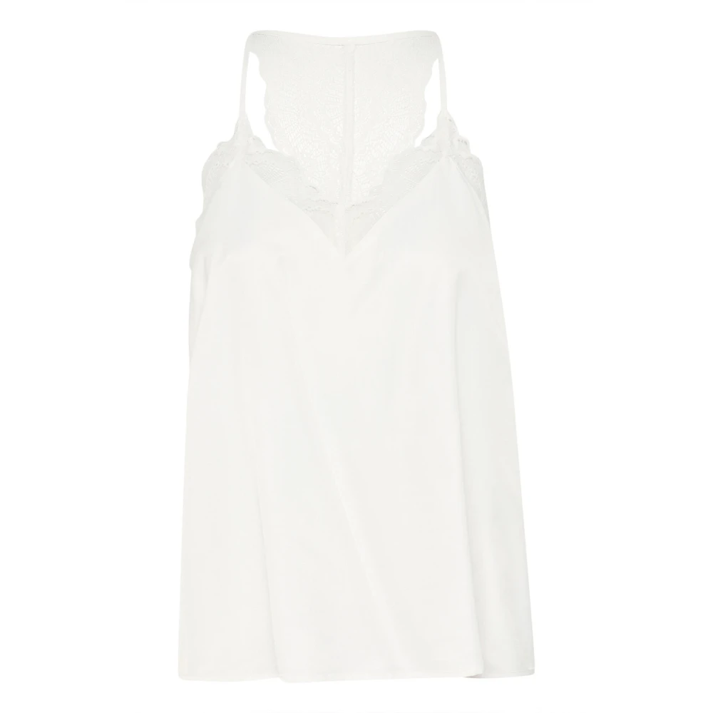 Cream Elegante Fijne Kant Blouse White Dames