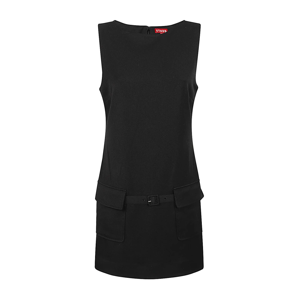 Staud Zwarte Mini Jurk in Viscose Mix Black Dames
