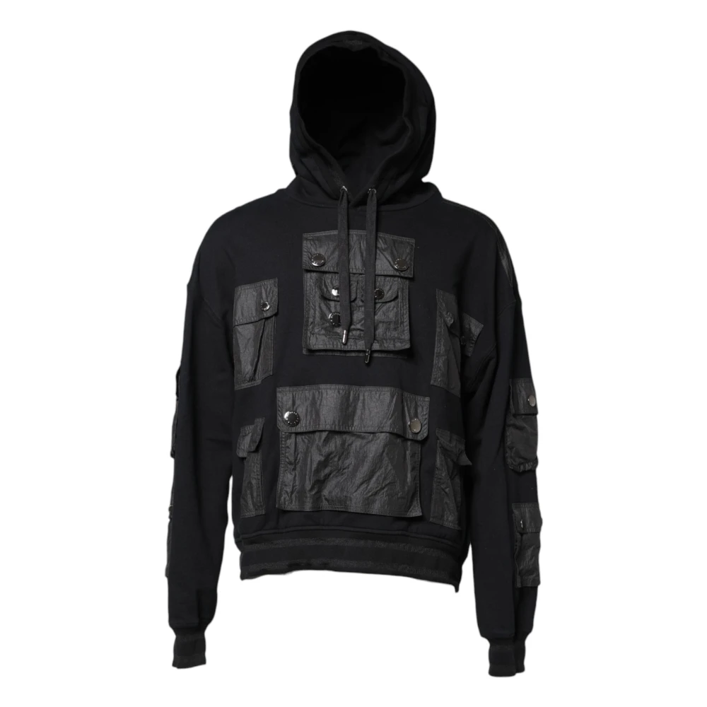 Dolce & Gabbana Men's Black Hoodies, Xl, Cotton Hooded Jumper
