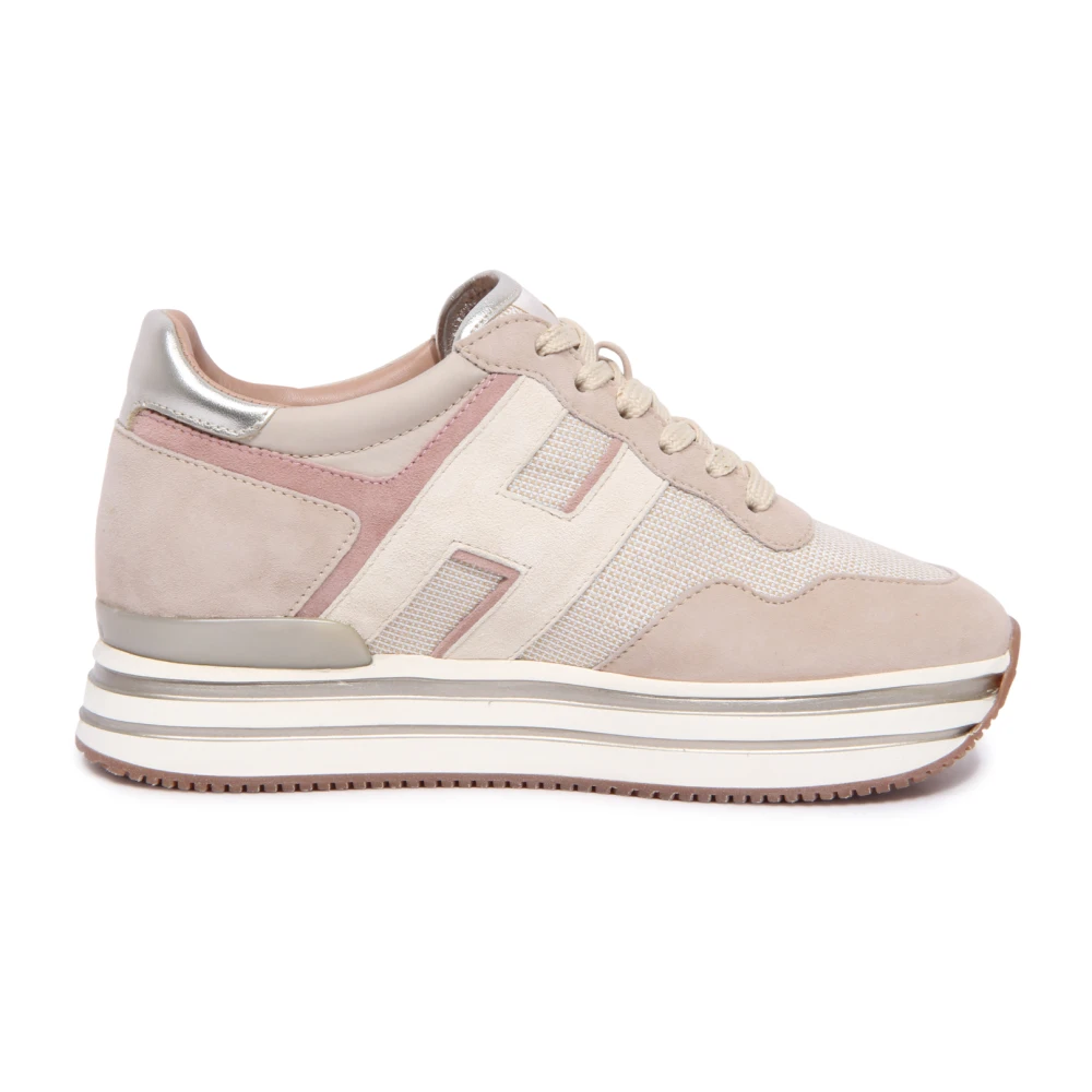 Hogan Midi Platform Veterschoenen Dames Schoenen Beige