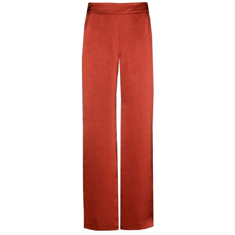 Marie Méro Bordeaux Satin Wijde Broek Red Dames