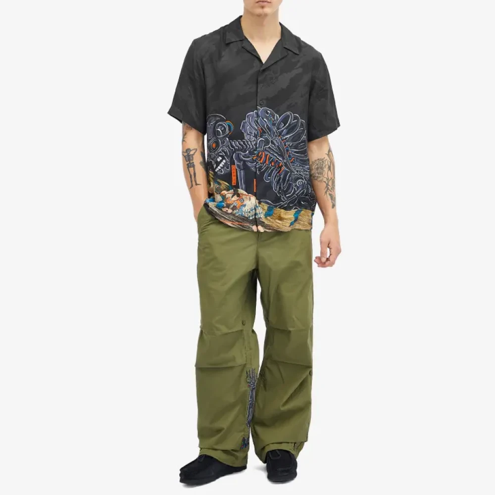 Maharishi Cyber Skeleton Camp Kraag Shirt Black Heren