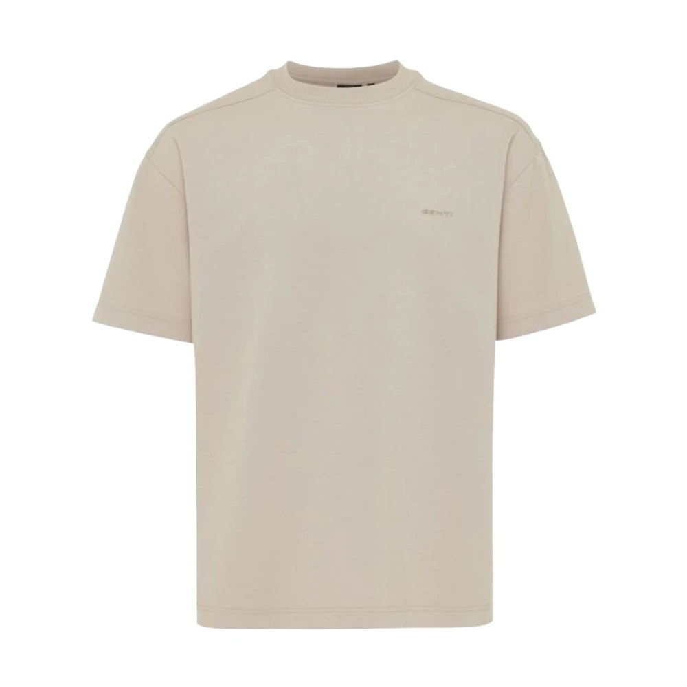 Genti Korte Mouw T-shirt J2025-1227 Beige Heren