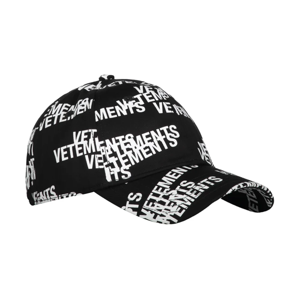 Vetements Zwarte Katoenen Baseballpet met Wit Logo Black Dames