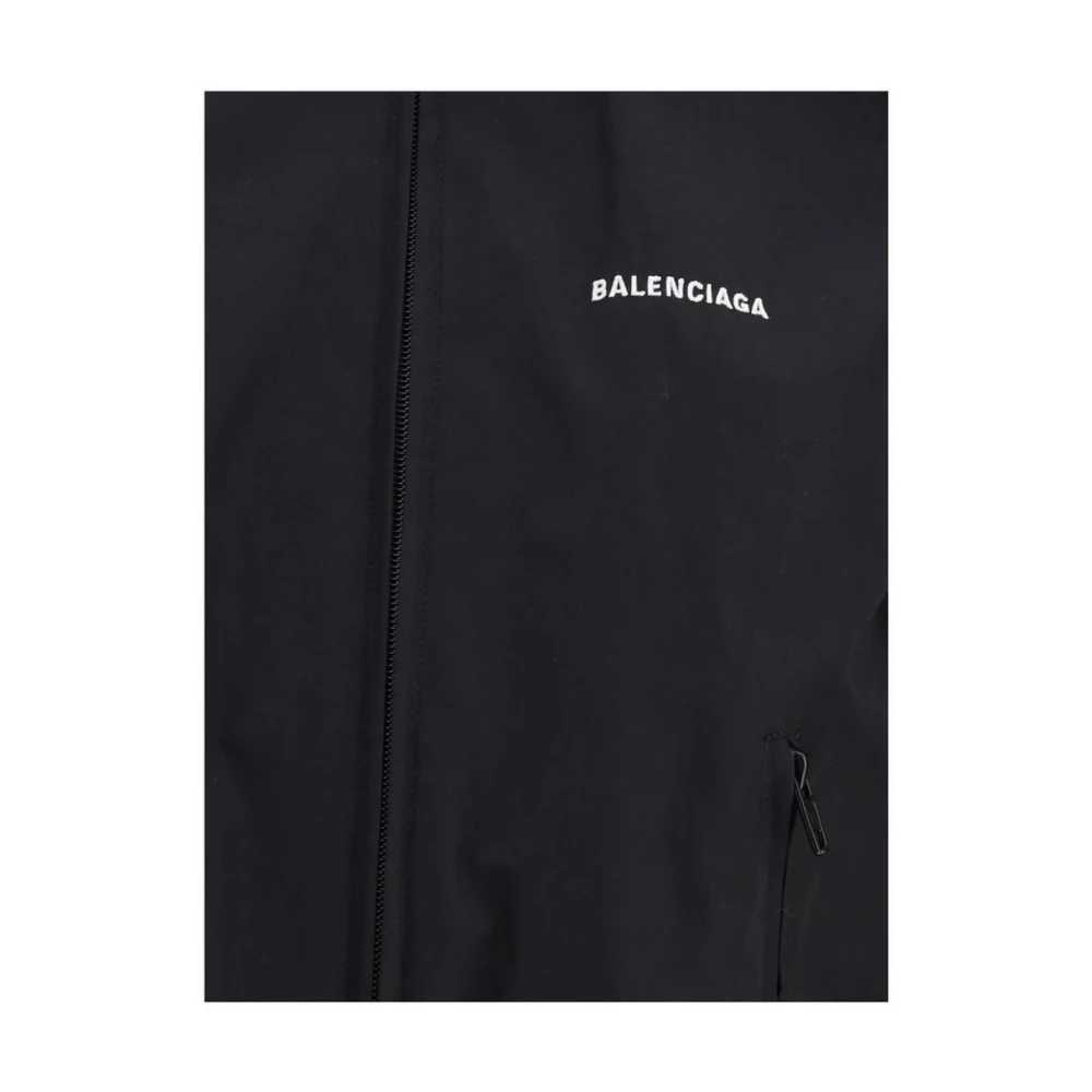 Balenciaga Geborduurde Hoge Kraag Jas met Dubbele Rits Black Dames