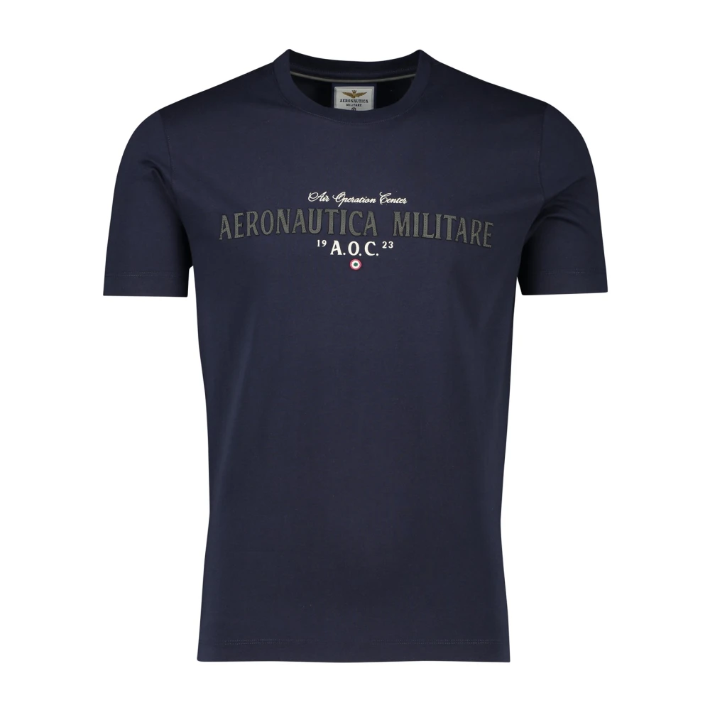 Aeronautica militare Donkerblauw Katoenen T-shirt Blue Heren