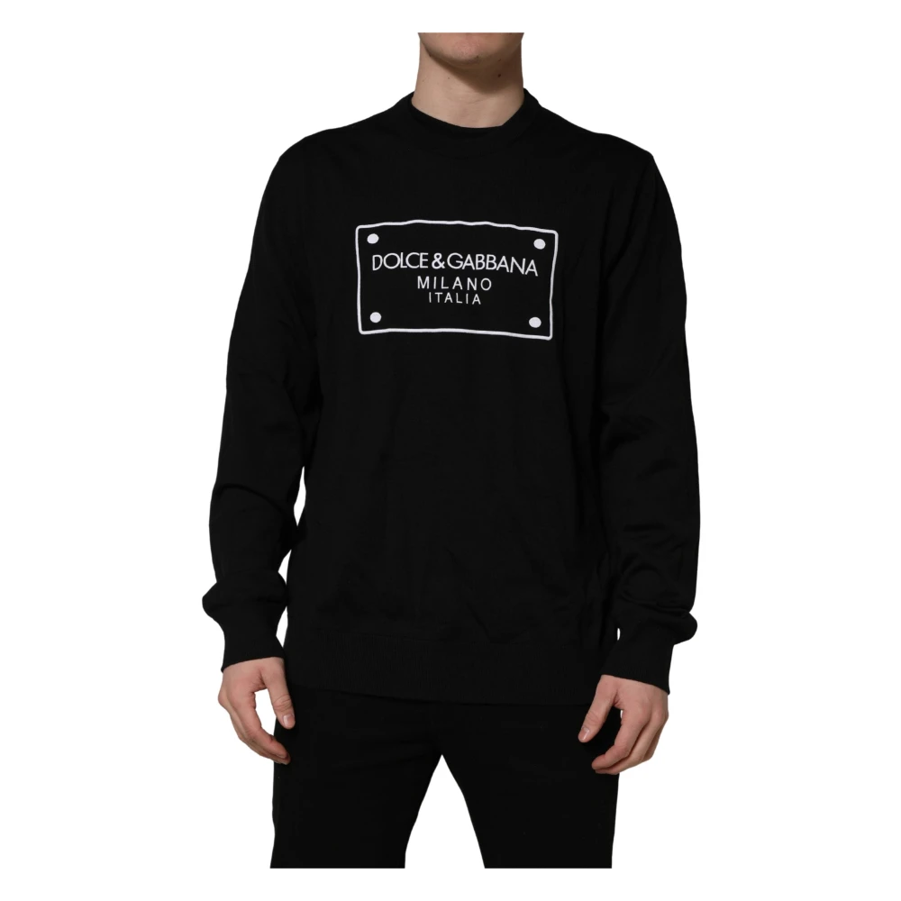 Dolce & Gabbana Black Round-Neck Knitwear, Male, 4XL, Gorgeous Crew Neck Jumper