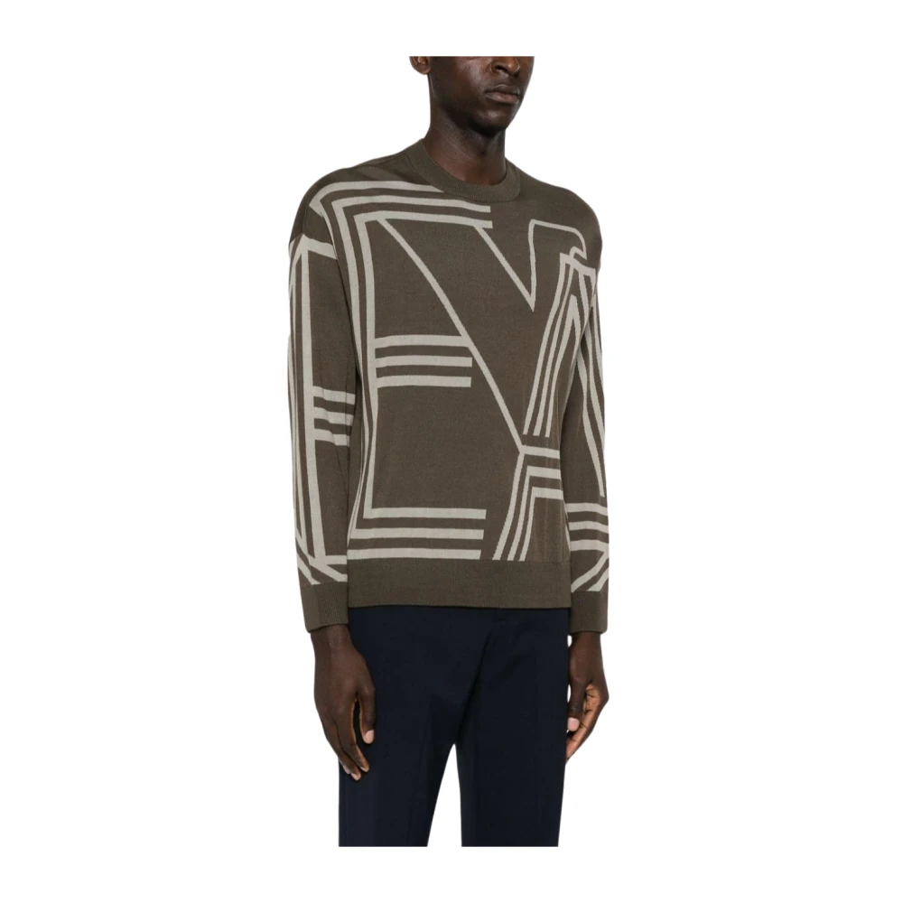 Emporio Armani Logo Pullover met Maxi Design Green Heren