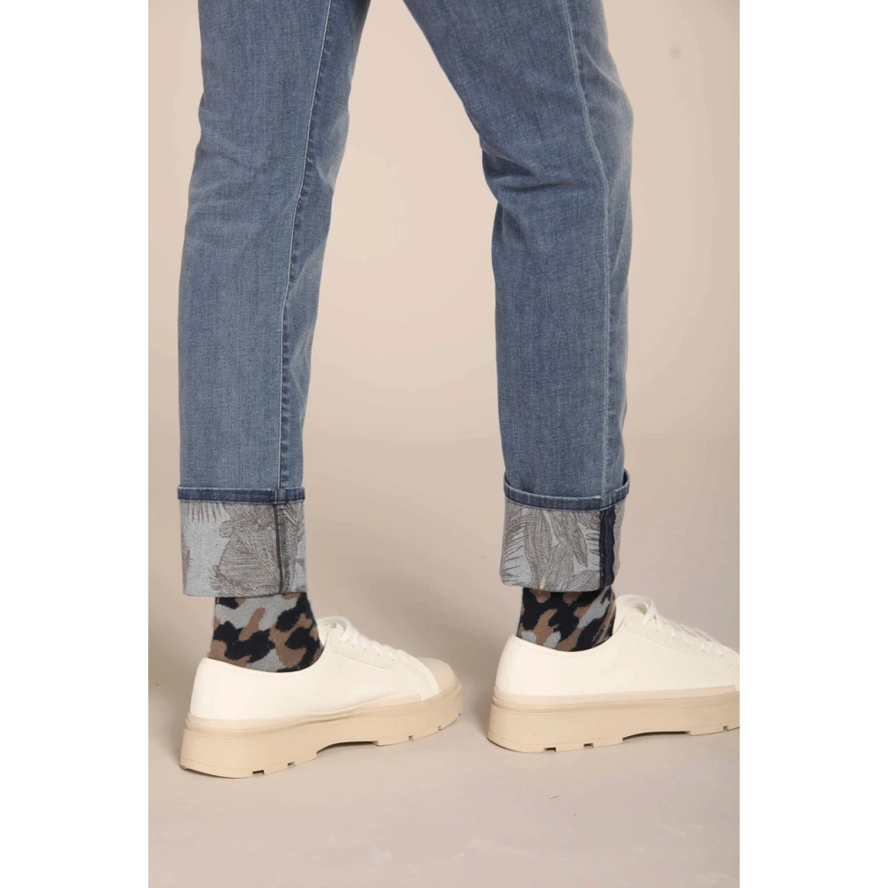 Mason's Jungle Print Slim Fit Denim Jeans Blue Heren