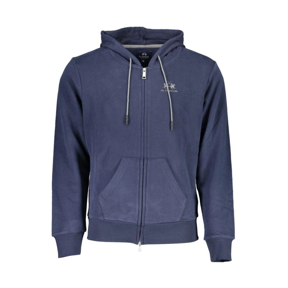 La Martina Men's Blue Zip-Throughs, 2XL, Zipup Hoodie Sweatshirt Logo Print