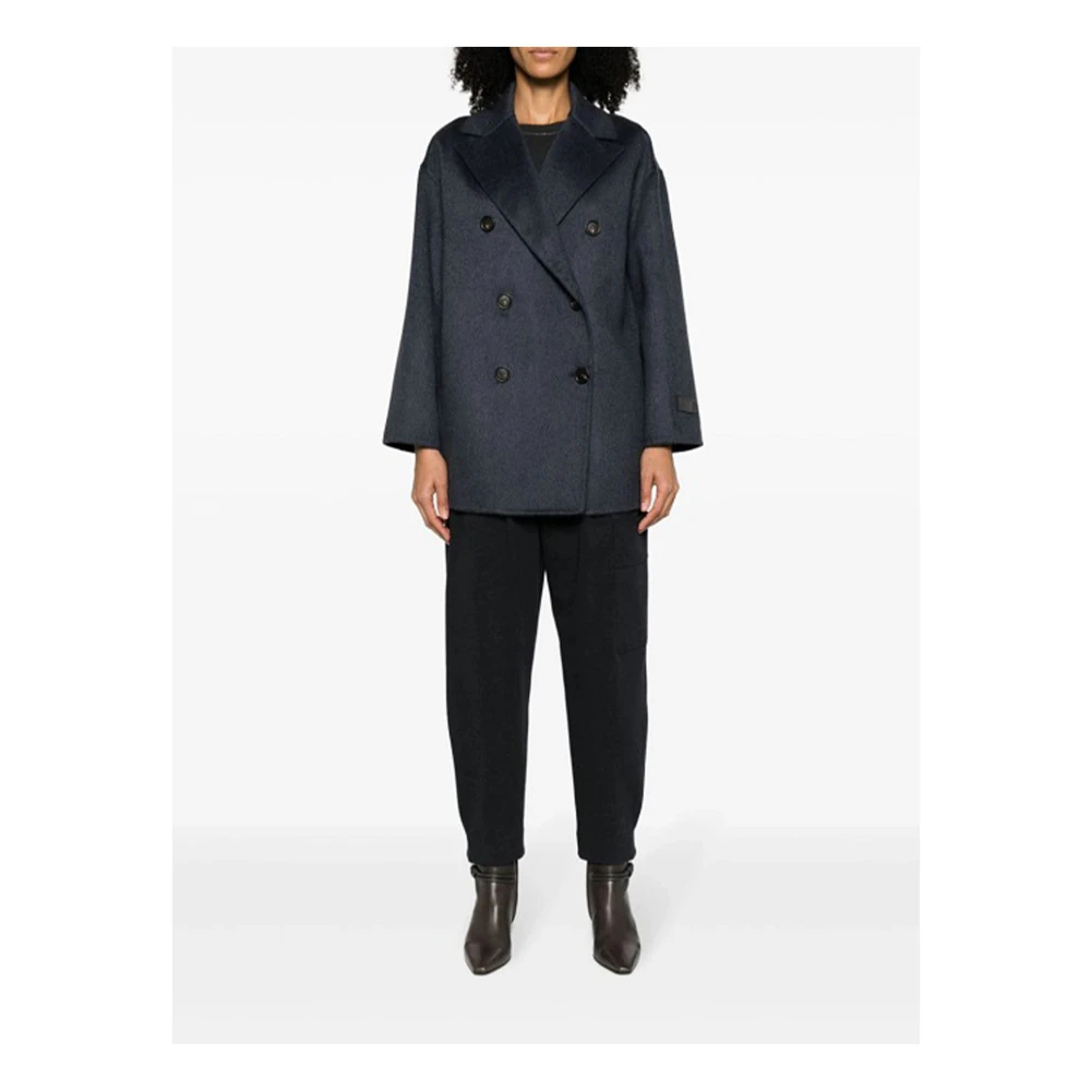 BRUNELLO CUCINELLI Blauwe Kasjmier Dubbele Beverjas Blue Dames