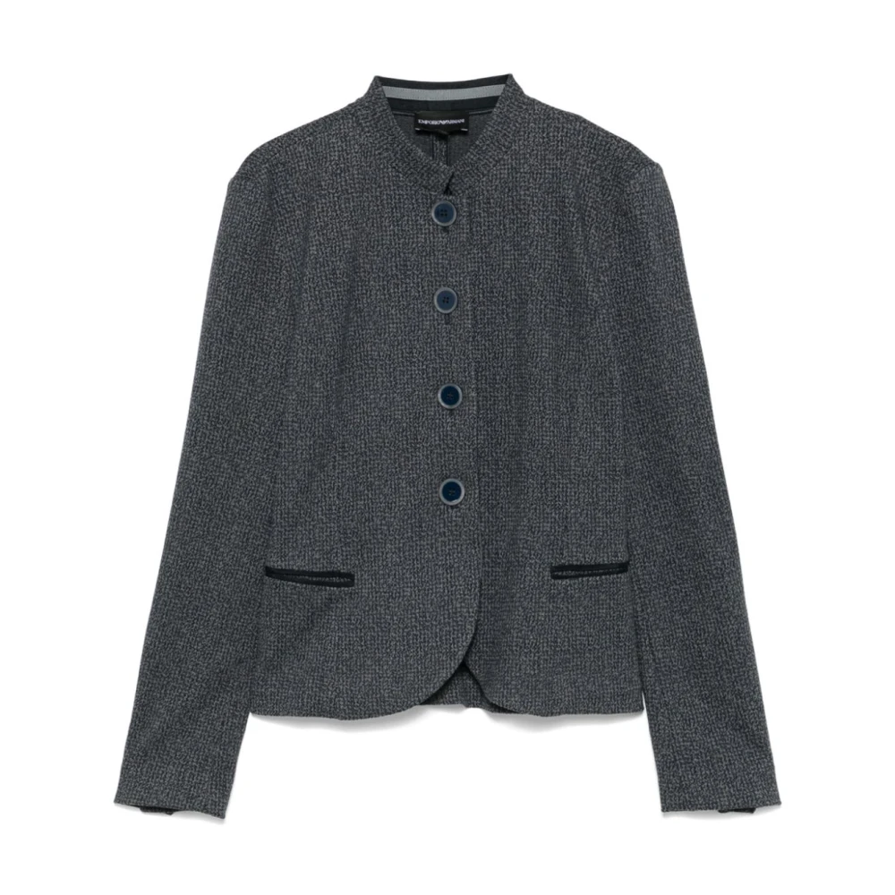 Emporio Armani Blauwe Jacquard Knoopjas Blue Dames