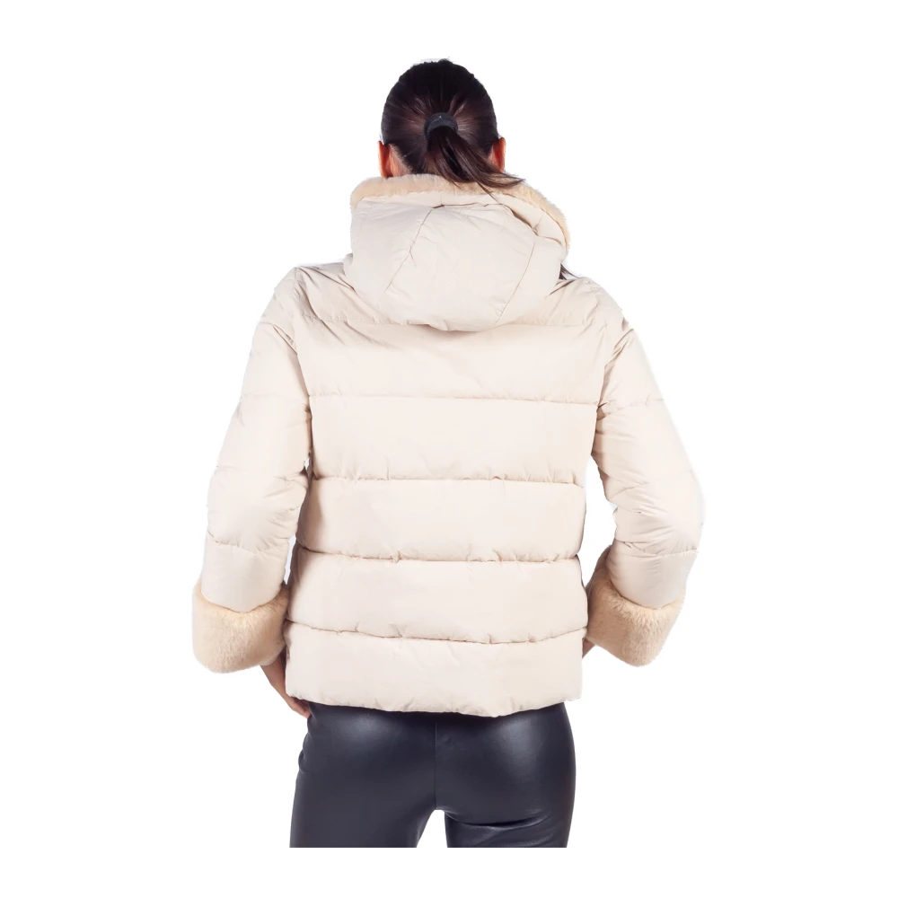 Emme DI Marella Beige faux-fur trim puffer jack Beige Dames